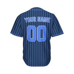 Custom Sublimation Navy Pinstripe Baseball Jersey