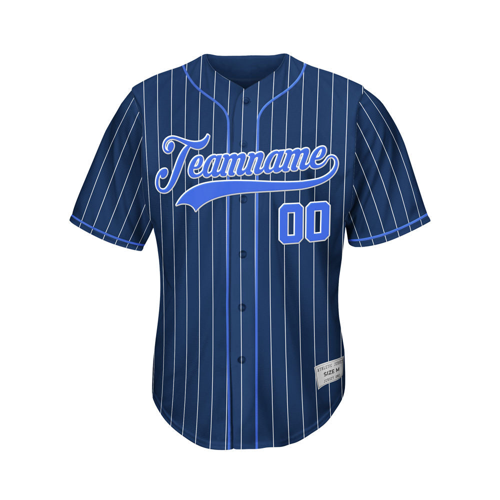 Custom Sublimation Navy Pinstripe Baseball Jersey
