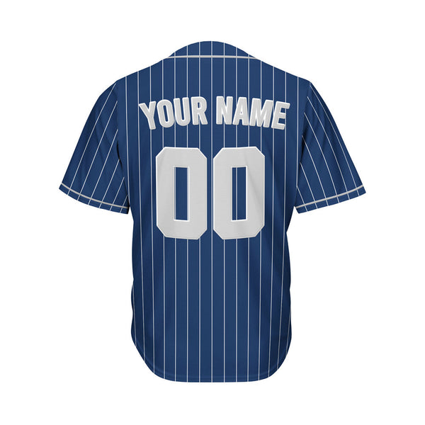 Custom Sublimation Navy Pinstripe Baseball Jersey