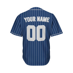 Custom Sublimation Navy Pinstripe Baseball Jersey