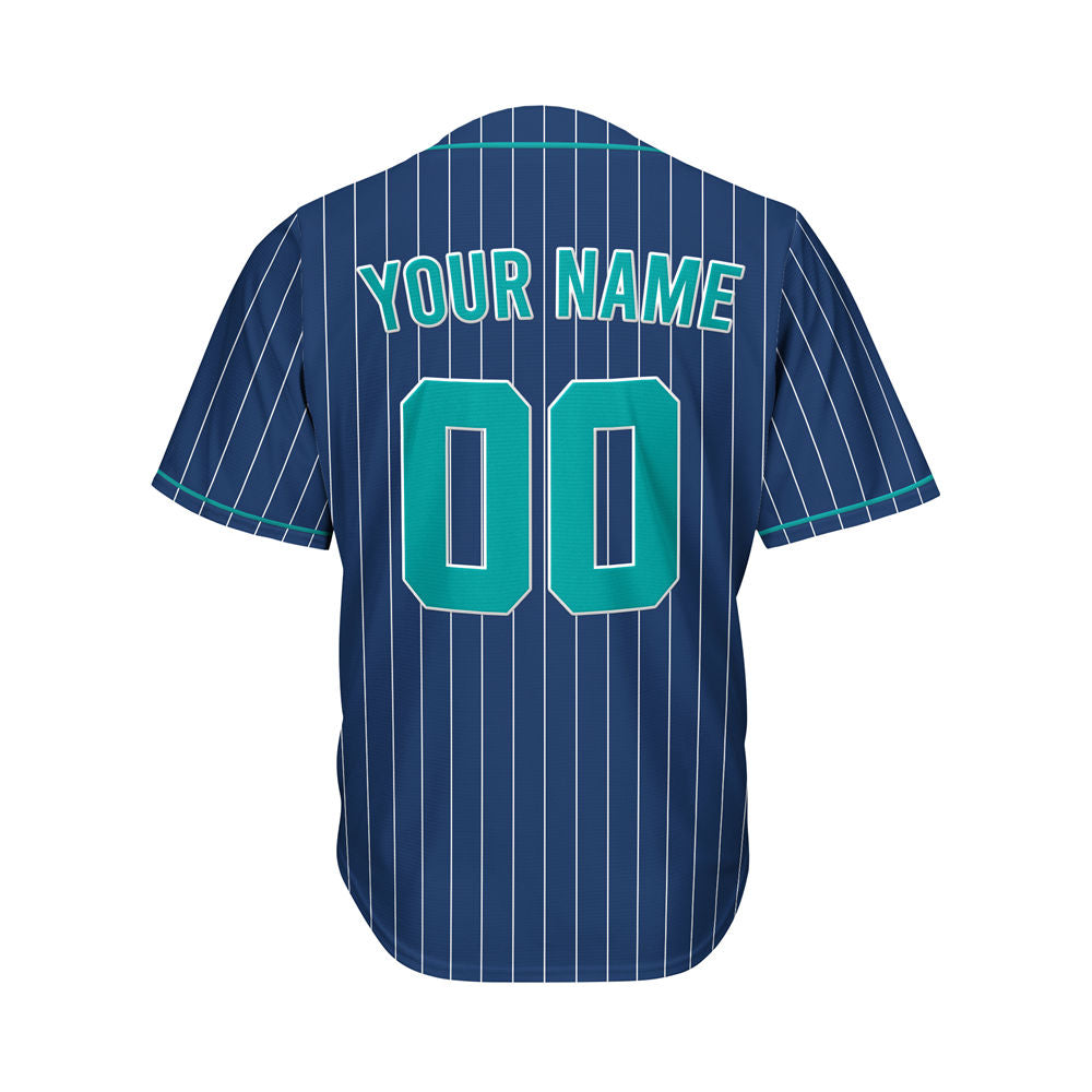 Custom Sublimation Navy Pinstripe Baseball Jersey