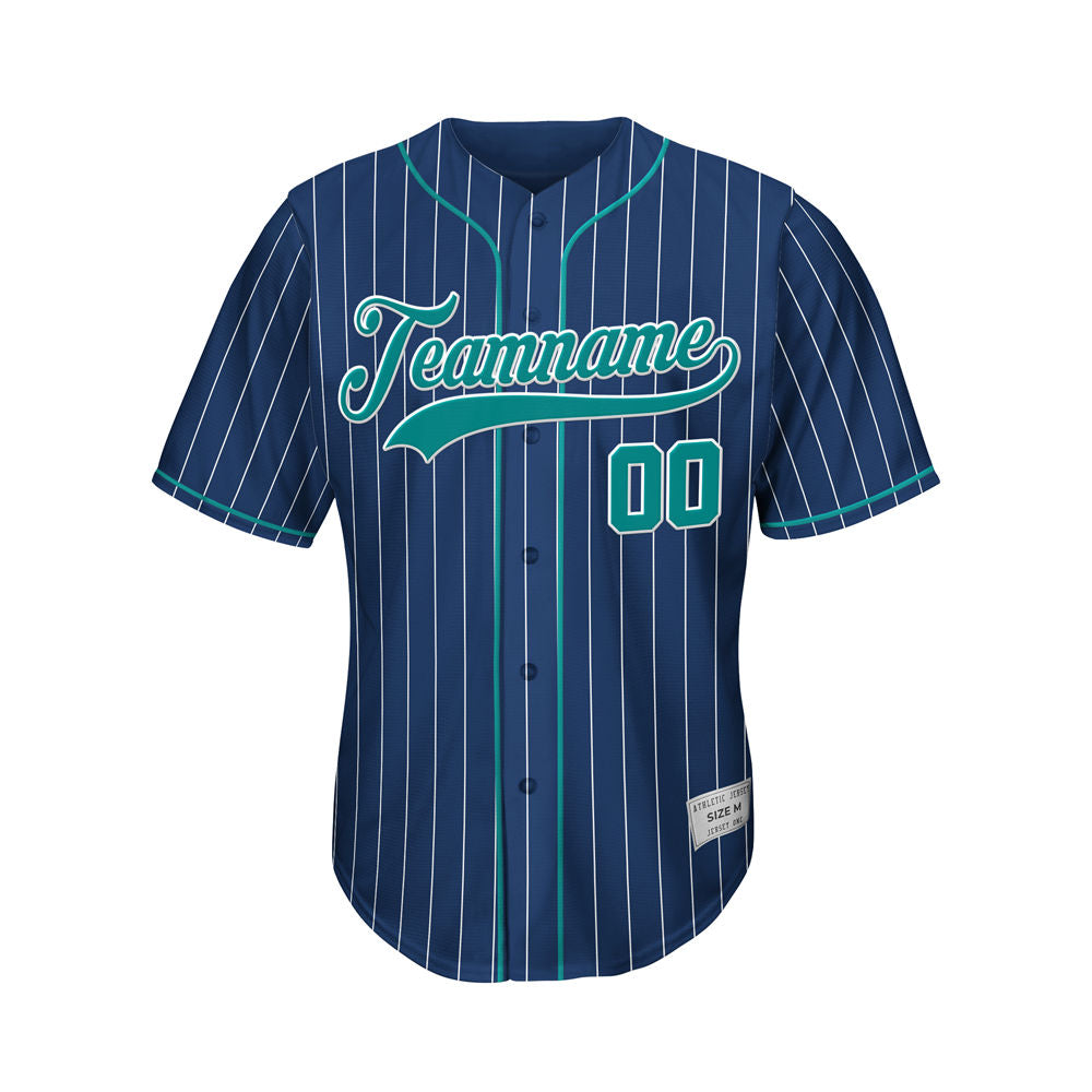 Custom Sublimation Navy Pinstripe Baseball Jersey
