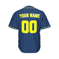 Custom Sublimation Navy Pinstripe Baseball Jersey