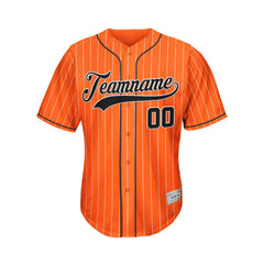 Custom Pinstripe Baseball Jersey Orange Black Sublimation Jersey One