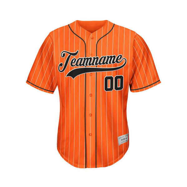 Custom Pinstripe Baseball Jersey Orange Black Sublimation Jersey One