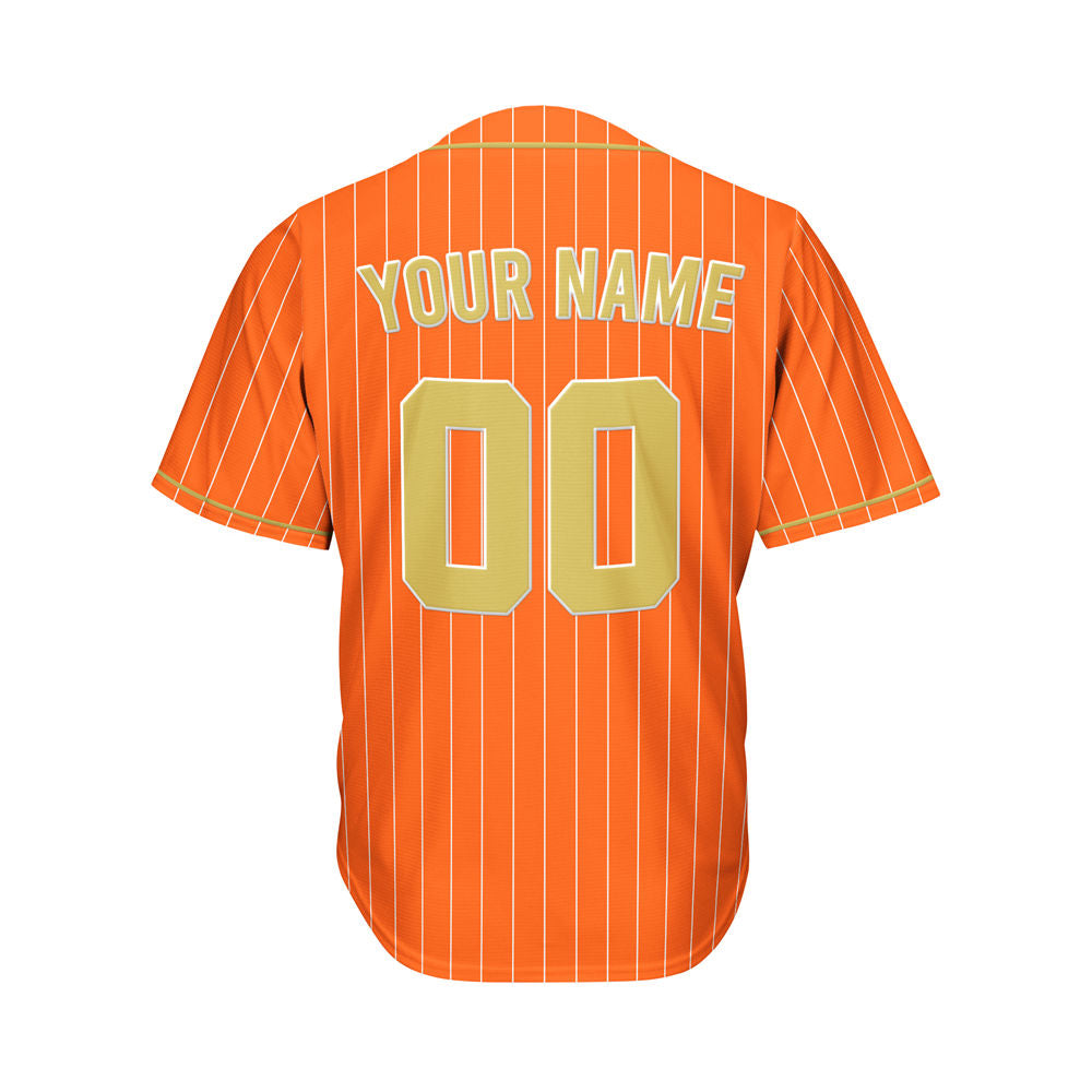 Custom Sublimation Orange Pinstripe Baseball Jersey