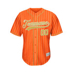 Custom Sublimation Orange Pinstripe Baseball Jersey