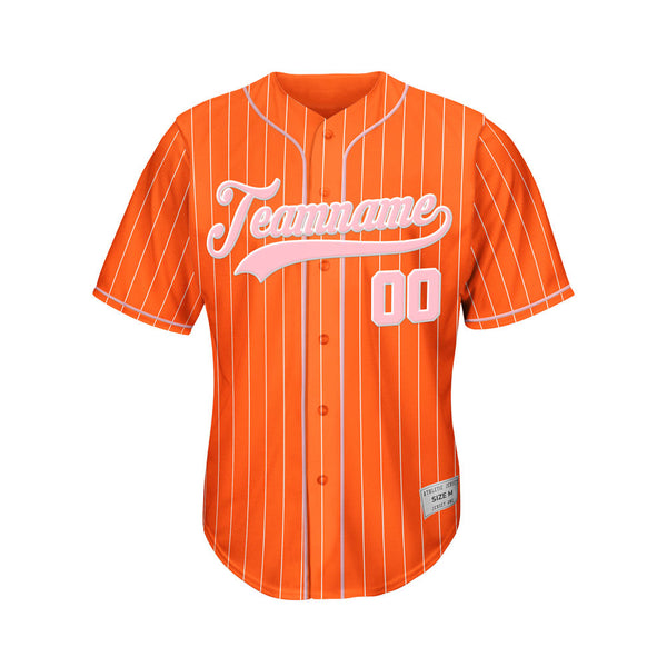 Custom Sublimation Orange Pinstripe Baseball Jersey
