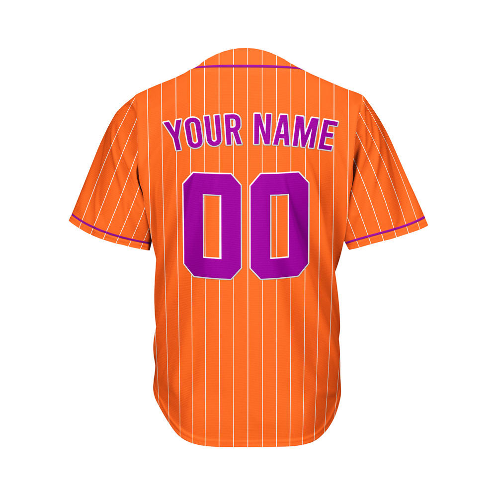 Custom Sublimation Orange Pinstripe Baseball Jersey