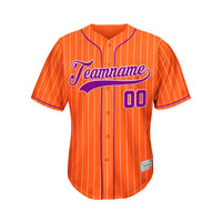 Custom Sublimation Orange Pinstripe Baseball Jersey thumbnail