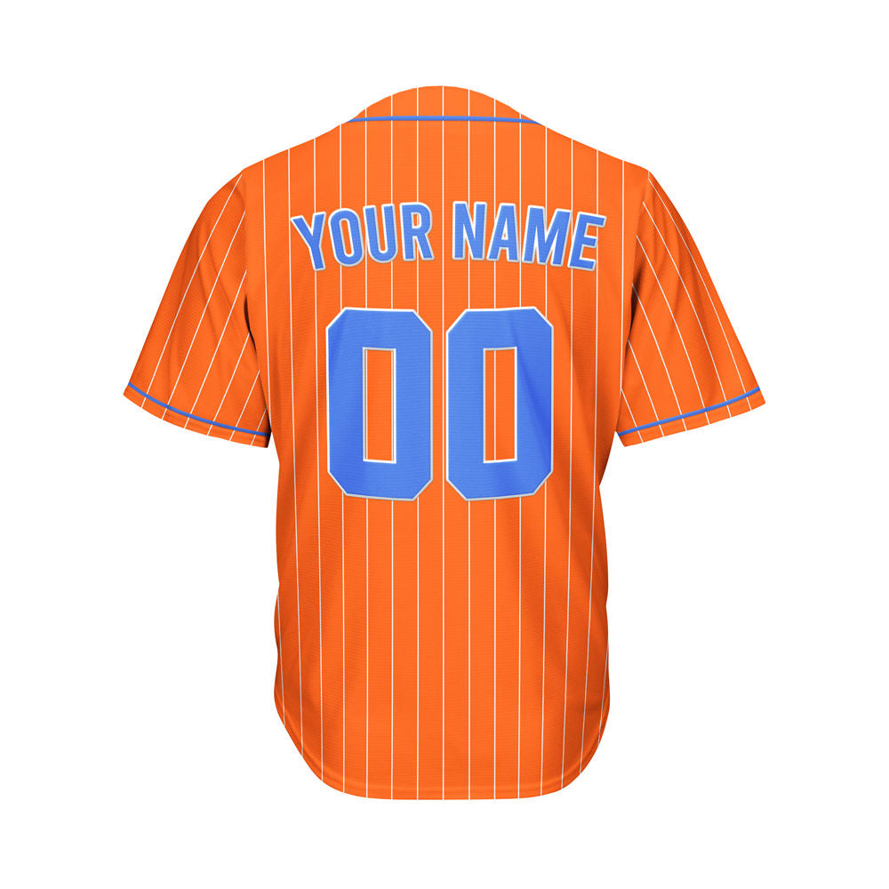 Custom Sublimation Orange Pinstripe Baseball Jersey