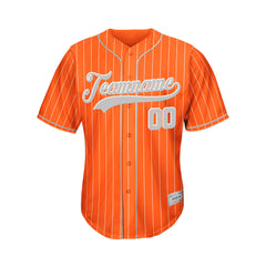 Custom Sublimation Orange Pinstripe Baseball Jersey