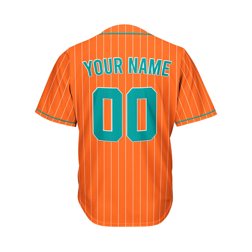 Custom Sublimation Orange Pinstripe Baseball Jersey