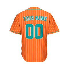Custom Sublimation Orange Pinstripe Baseball Jersey
