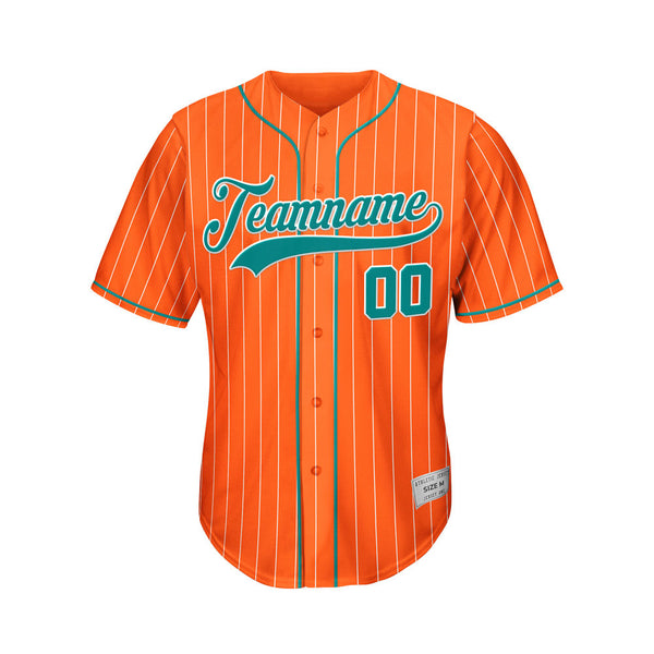 Custom Sublimation Orange Pinstripe Baseball Jersey