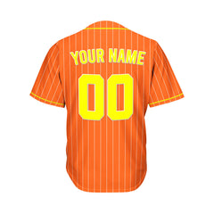Custom Sublimation Orange Pinstripe Baseball Jersey