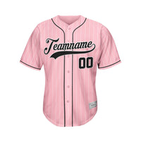 Custom Pinstripe Baseball Jersey Pink Black Sublimation Jersey One thumbnail