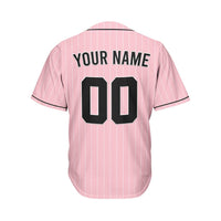 Custom Pinstripe Baseball Jersey Pink Black Sublimation Jersey One thumbnail