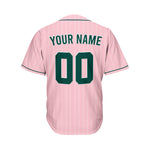 Custom Sublimation Pink Pinstripe Baseball Jersey