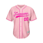 Custom Sublimation Pink Pinstripe Baseball Jersey