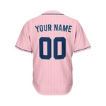 Custom Sublimation Pink Pinstripe Baseball Jersey