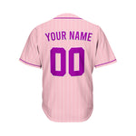Custom Sublimation Pink Pinstripe Baseball Jersey