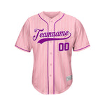 Custom Sublimation Pink Pinstripe Baseball Jersey