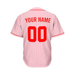 Custom Sublimation Pink Pinstripe Baseball Jersey