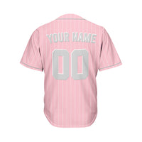 Custom Sublimation Pink Pinstripe Baseball Jersey thumbnail