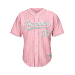 Custom Sublimation Pink Pinstripe Baseball Jersey thumbnail