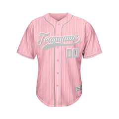 Custom Sublimation Pink Pinstripe Baseball Jersey