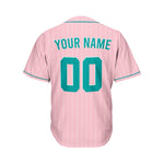 Custom Sublimation Pink Pinstripe Baseball Jersey