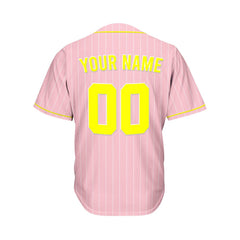 Custom Pinstripe Baseball Jersey Pink Yellow Sublimation Jersey One