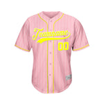 Custom Pinstripe Baseball Jersey Pink Yellow Sublimation Jersey One thumbnail