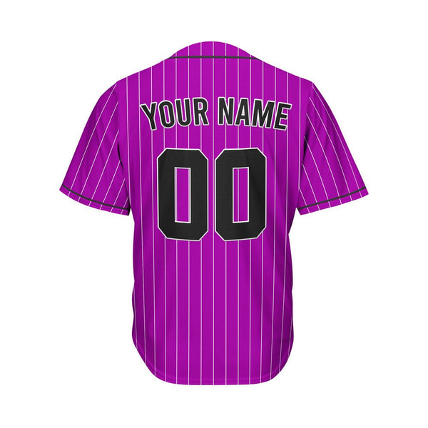 Custom Pinstripe Baseball Jersey Purple Black Sublimation Jersey One