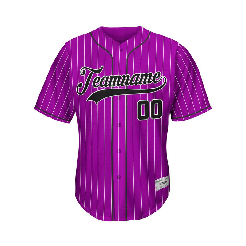 Custom Pinstripe Baseball Jersey Purple Black Sublimation Jersey One