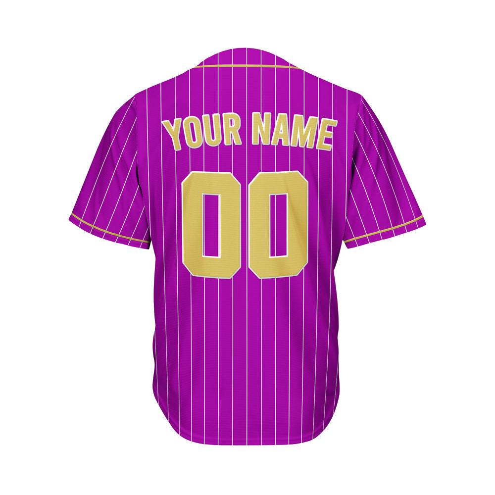 Custom Sublimation Purple Pinstripe Baseball Jersey