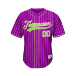 Custom Sublimation Purple Pinstripe Baseball Jersey thumbnail