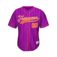 Custom Sublimation Purple Pinstripe Baseball Jersey thumbnail