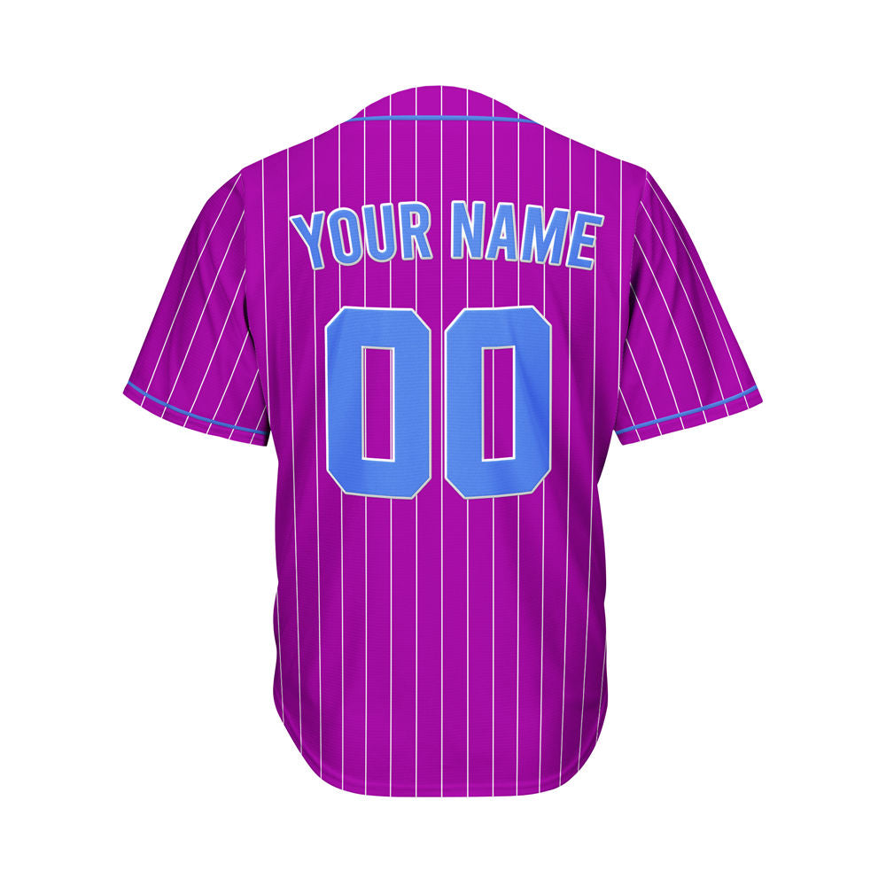 Custom Sublimation Purple Pinstripe Baseball Jersey