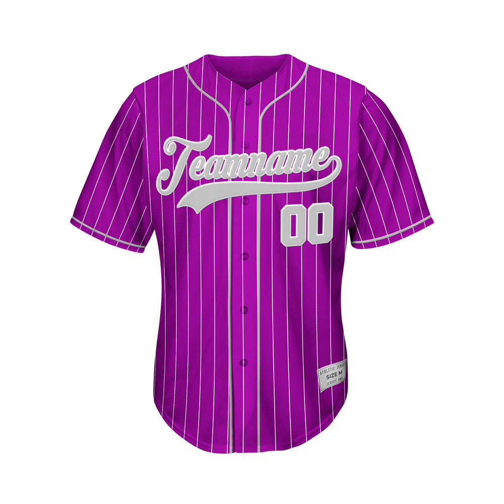 Custom Sublimation Purple Pinstripe Baseball Jersey