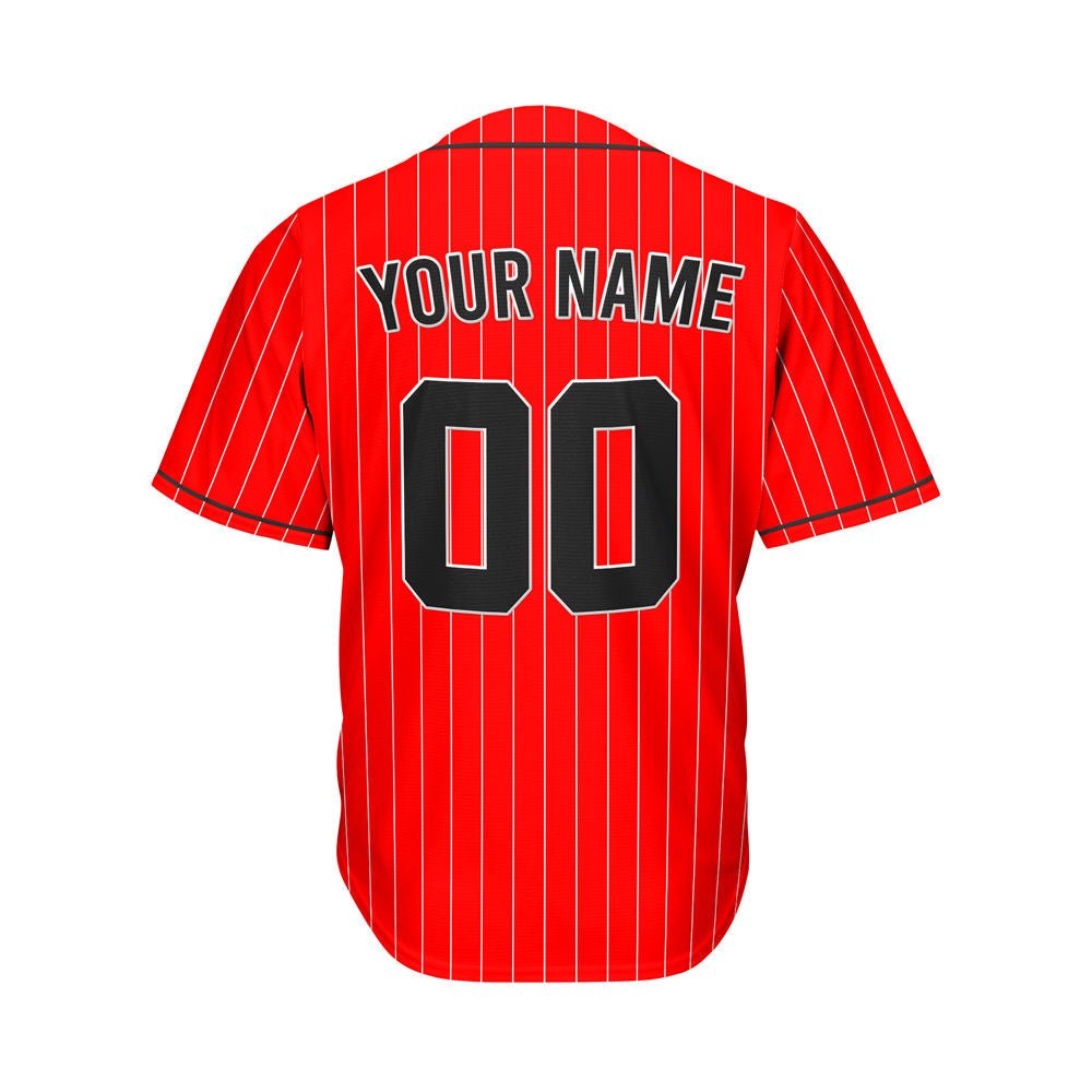 Custom Pinstripe Baseball Jersey Red Black Sublimation Jersey One