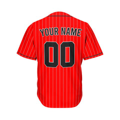 Custom Pinstripe Baseball Jersey Red Black Sublimation Jersey One