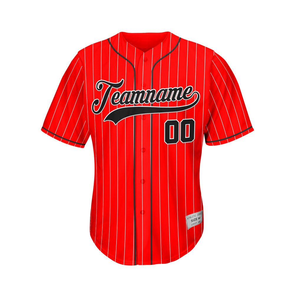 Custom Sublimation Red Pinstripe Baseball Jersey | JerseyOne