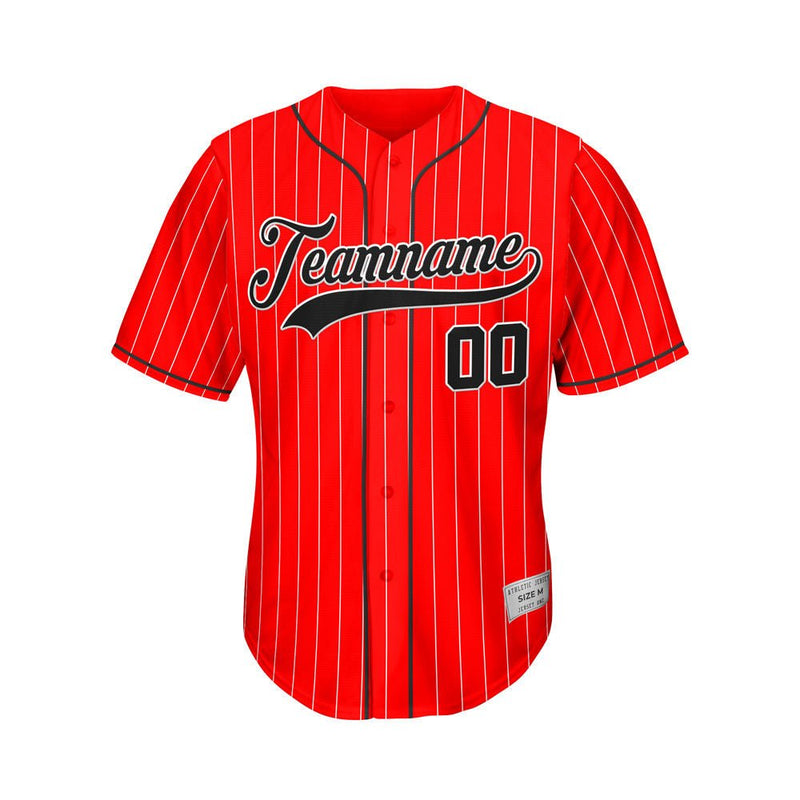 Custom Pinstripe Baseball Jersey Red Black Sublimation Jersey One