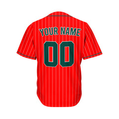 Custom Sublimation Red Pinstripe Baseball Jersey
