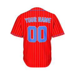 Custom Sublimation Red Pinstripe Baseball Jersey