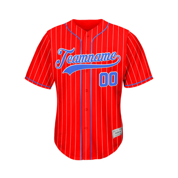 Custom Sublimation Red Pinstripe Baseball Jersey