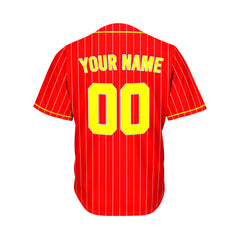 Custom Sublimation Red Pinstripe Baseball Jersey