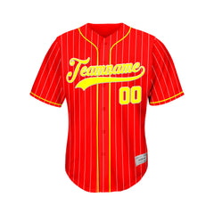 Custom Sublimation Red Pinstripe Baseball Jersey